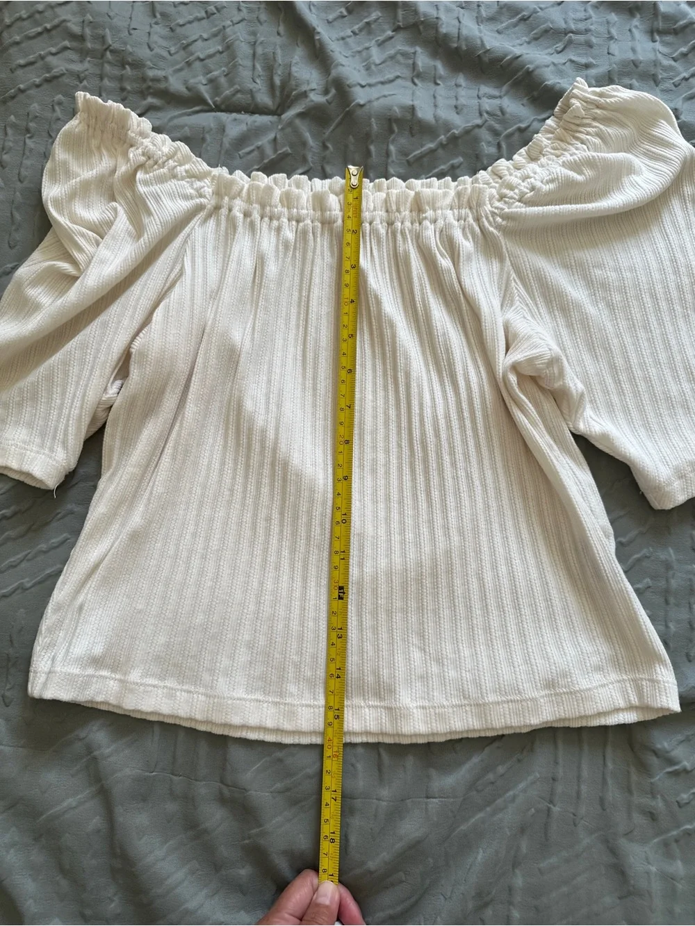Madewell Off-Shoulder Ribbed Cream Blouse